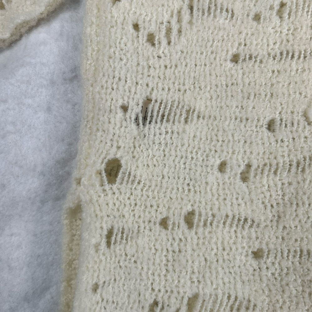 Free People Sweater Dress Tunic Womens Sz M Ivory Distressed Open Knit Bohemian - Picture 9 of 16